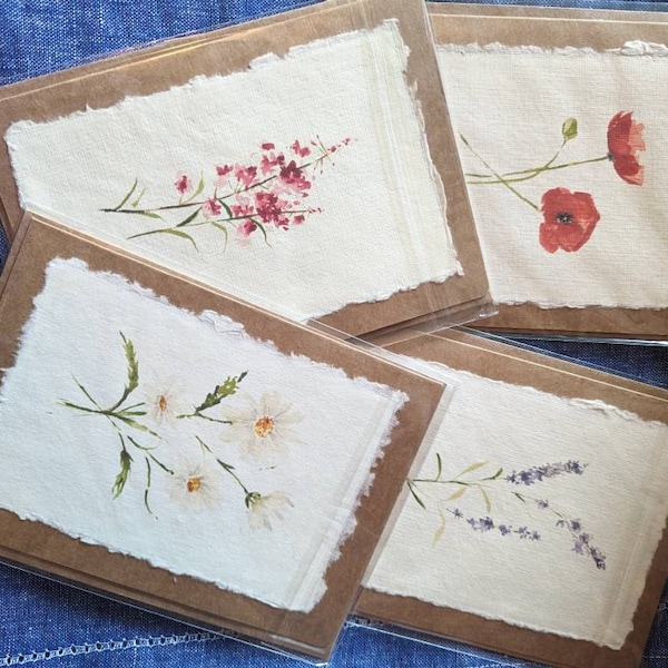Vintage Wildflower Watercolor Card Set • Wildflower Cards • Floral Note ...