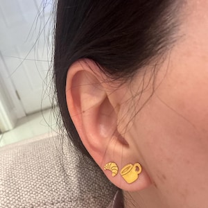 Customer photo, Coffee Cup Stud Earrings