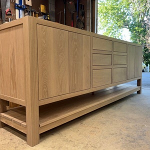 White Oak Bathroom Vanity | Double Sink | Towel Shelf