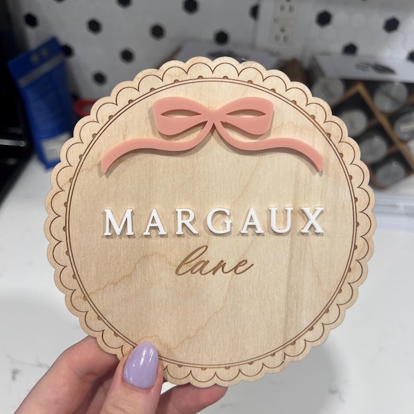 Wooden Lace Ribbon Bow Interchangeable Milestone Cards | Personalize ...