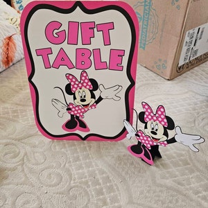 Minnie Mouse Birthday Party Sign, PINK Gift Table Sign Party Decoration ...