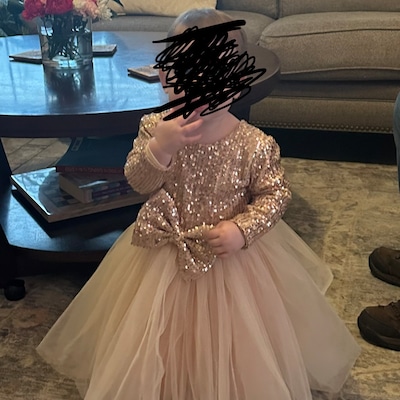 PARTY ROSE GOLD GLITTER DRESS3-7YRS