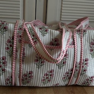 Reversible Cotton Quilted Tote - Blue Rose & Resort Vibes