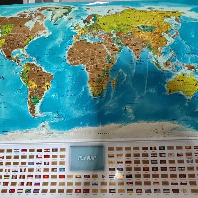 XXL World map Scratch World Map, Scratch Off Travel Map Coffee Edition –  AarteDesign