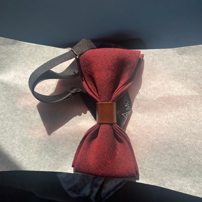 Wooden Bow Tie With Leather for Men Wood Wedding Necktie for - Etsy