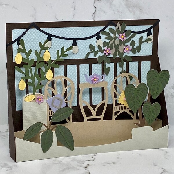 Patio Terrace Box Card Template | 3D Papercut SVG Card Cut File ...