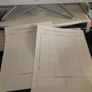 Printable Assignment Tracker, Weekly Homework Planner, Back to School ...