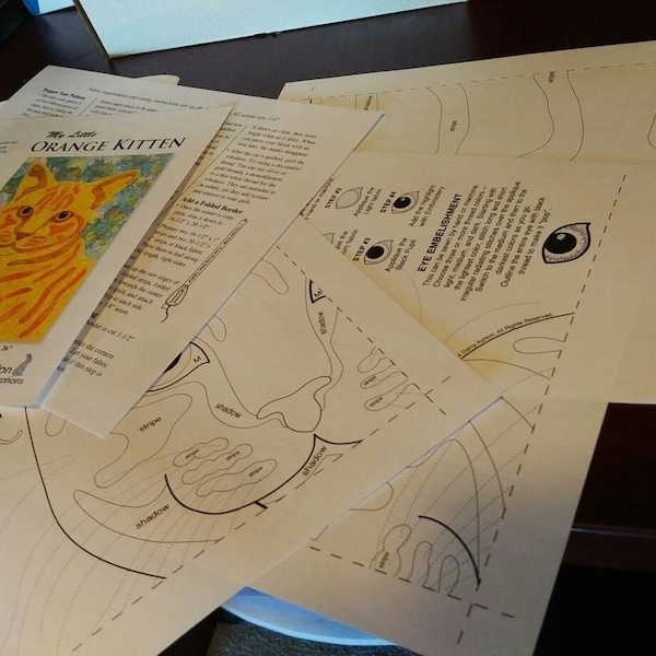 Pdf Cat Pattern, .pdf Instant Download, My Little Orange Kitten Quilt ...