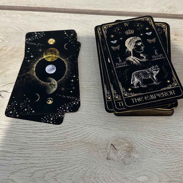 Cosmica Somnis Gold Gilded Tarot Deck With Guidebook & Box, 78 Cards ...