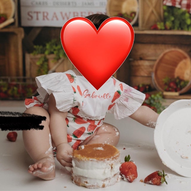 First Birthday Dress OBEEII Girls First Birthday Outfit Set - Strawberry  Print Romper & Headband For Cake Smash Photos (6-18 Months) Summer Birthday  Outfit