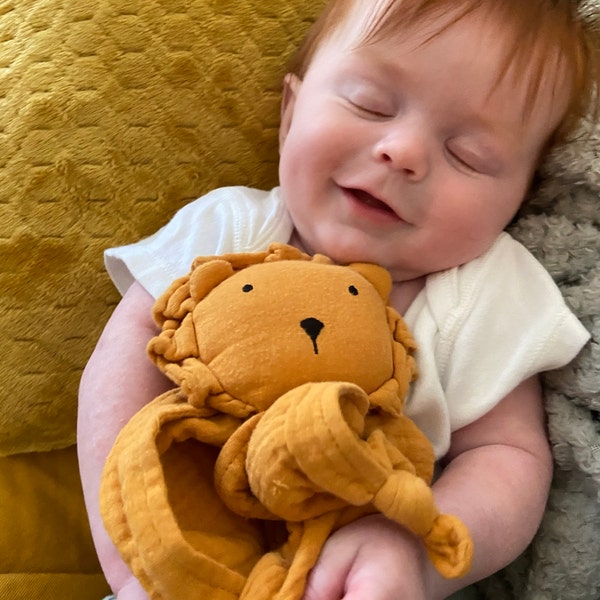 Tiny Alpaca | Organic Cotton Lion Security Blanket With Teether ...