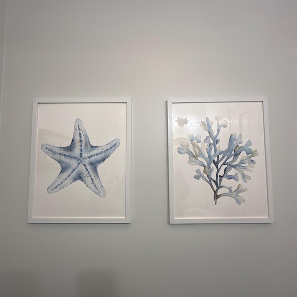Coastal Wall Art Set of 3 – Ocean Fish, Coral & Starfish Beach House ...