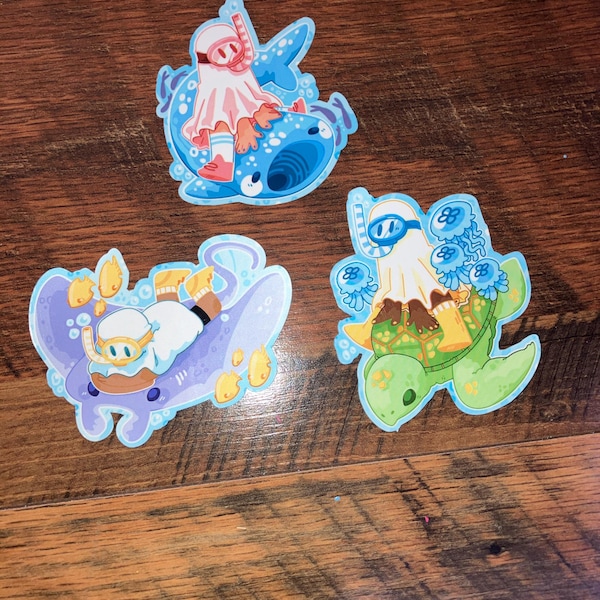 Cute Scuba Diving Ghost Waterproof Stickers! V10 - Etsy