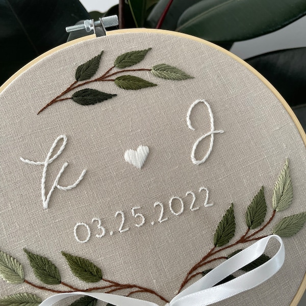 Personalized Wedding Embroidery Hoop, Custom Wedding Hoop Art ...