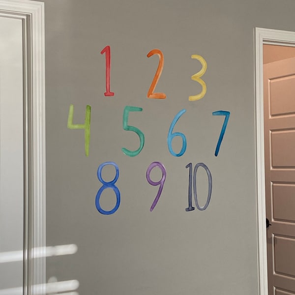 Watercolour Numbers Wall Decals
