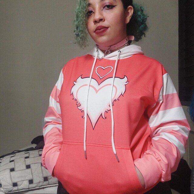 新品 24AW MASU ANGEL MESH HOODIE 48 PINK Hazbin Hotel Angel Dust Graffiti Oversized Hoodie | Hot Topic