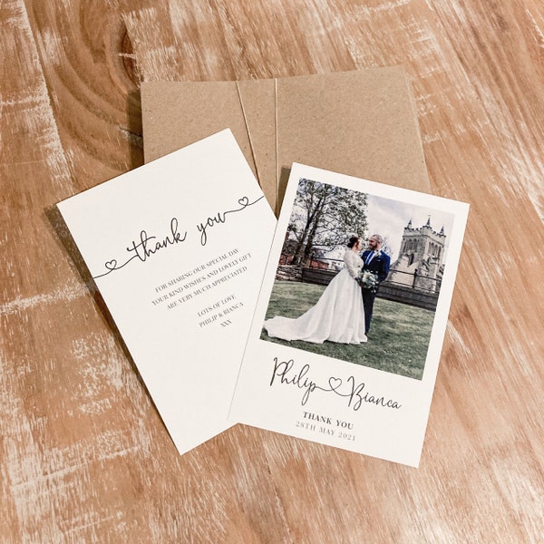 Personalised Photo Wedding Thank You Cards, Double Sided, With ...