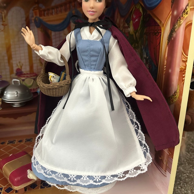 disney belle doll blue dress With Bow: Fits 11.5 or 17 Inch Dolls Color:As Photo(Blue） who help welcome her black bell sleeve dress Burgundy Satin Dress -