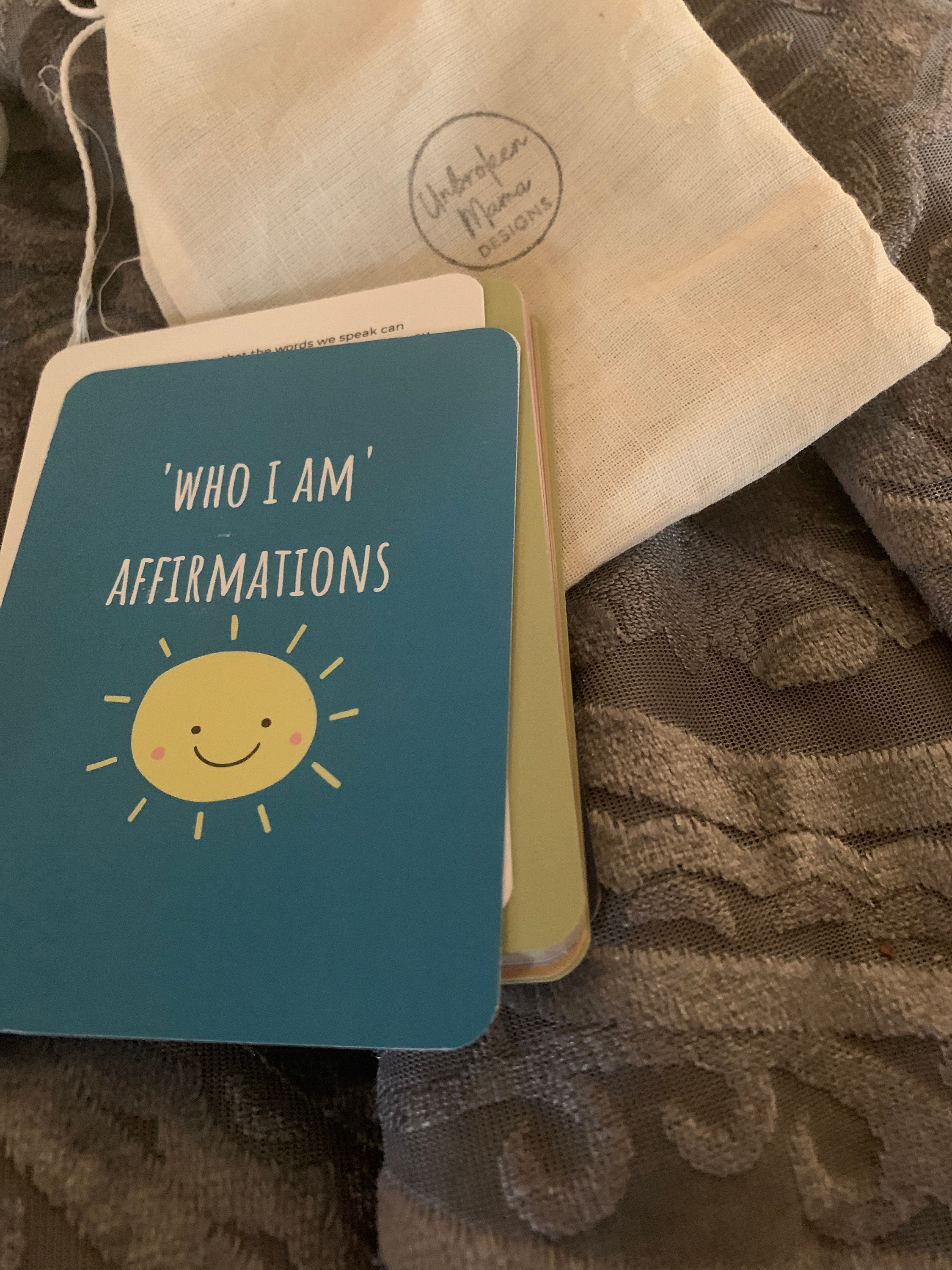 Kids Positive Affirmation Cards Set. Mindfulness gift for children to practice meditation and affirm truths.
