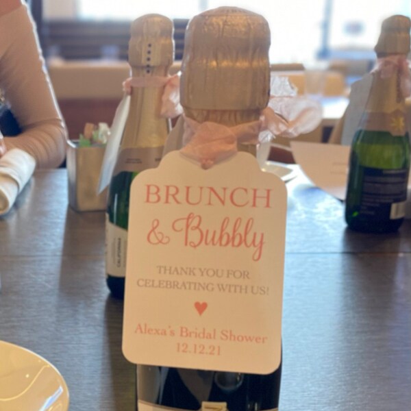 Brunch and Bubbly Bridal Shower Favor Tags: Personalized Champagne Tags ...