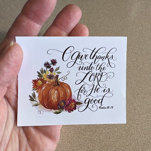 Give Thanks to the Lord Printable, Thanksgiving Bible Verse Set of 4 Prints, Grateful Thankful ...