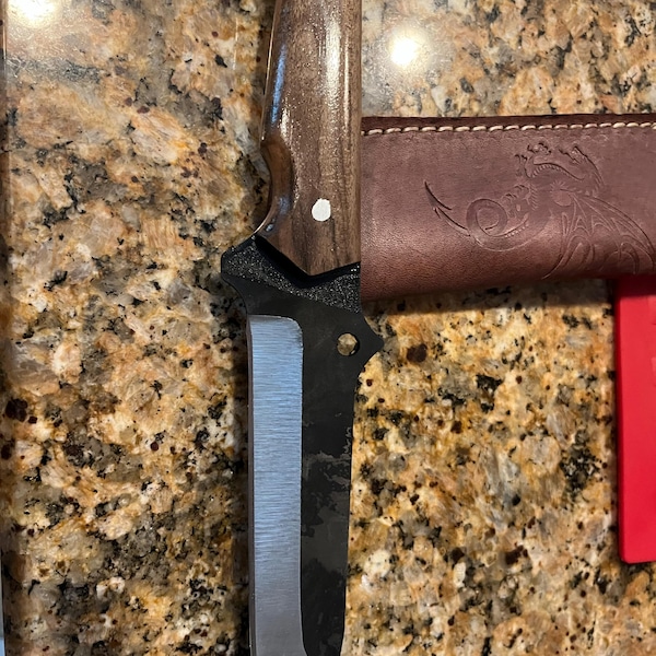 Custom hand made knife with star on Handle, with a Sheath main image 0