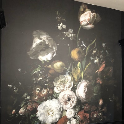Floral Bouquet Wallpaper, Peel and Stick, Dark Floral Wall Mural ...