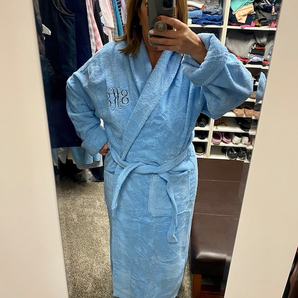Personalized Full Ankle Length Terry Shawl Bathrobe, Embroidered ...