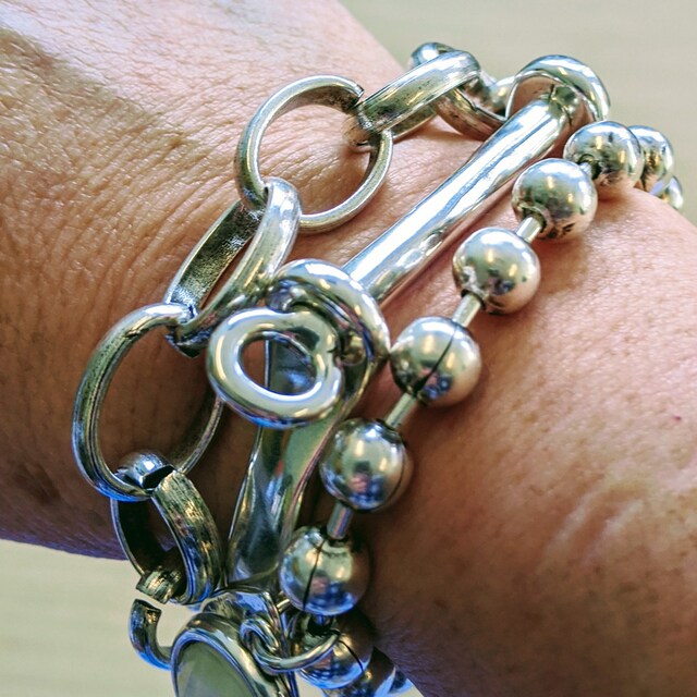Womens Silver Screw Cuff Bracelet, U Shaped Chunky Bracelet
