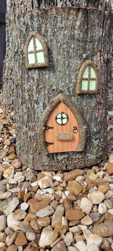 Fairy Door and Windows for Trees Glow in The Dark - Fairy Tree Door- fairy garden- Fairy house - Fairy door for trees- gnome door