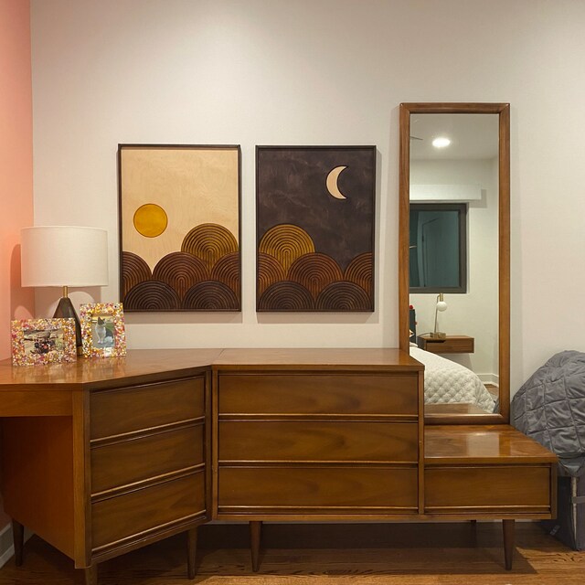 TEXTURED Day and Night 2 Piece Wood Wall Art Set FRAMED, Mid