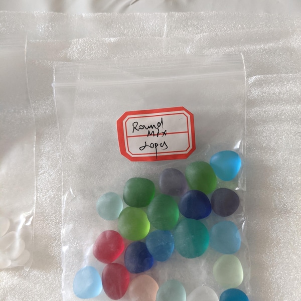 10 pcs blue 3mm big holes center drilled sea beach glass jewelry making | UK