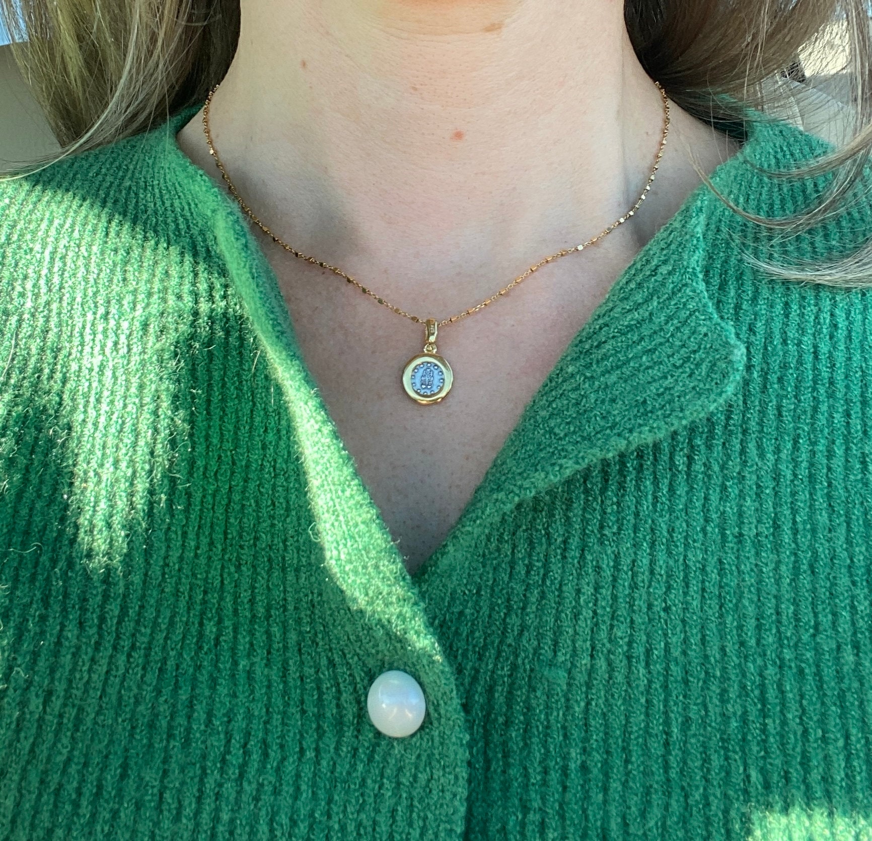 Dainty Miraculous Medal, minimalist medal of Our Lady of Grace,Very small round Virgin Mary pendant, vintage 12 mm sterling silver 925 medal