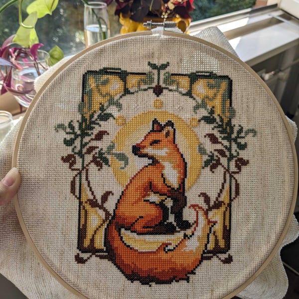 Art Nouveau Fox - Fancy Fox - Floral Arrangement - Forest Cross Stitch ...