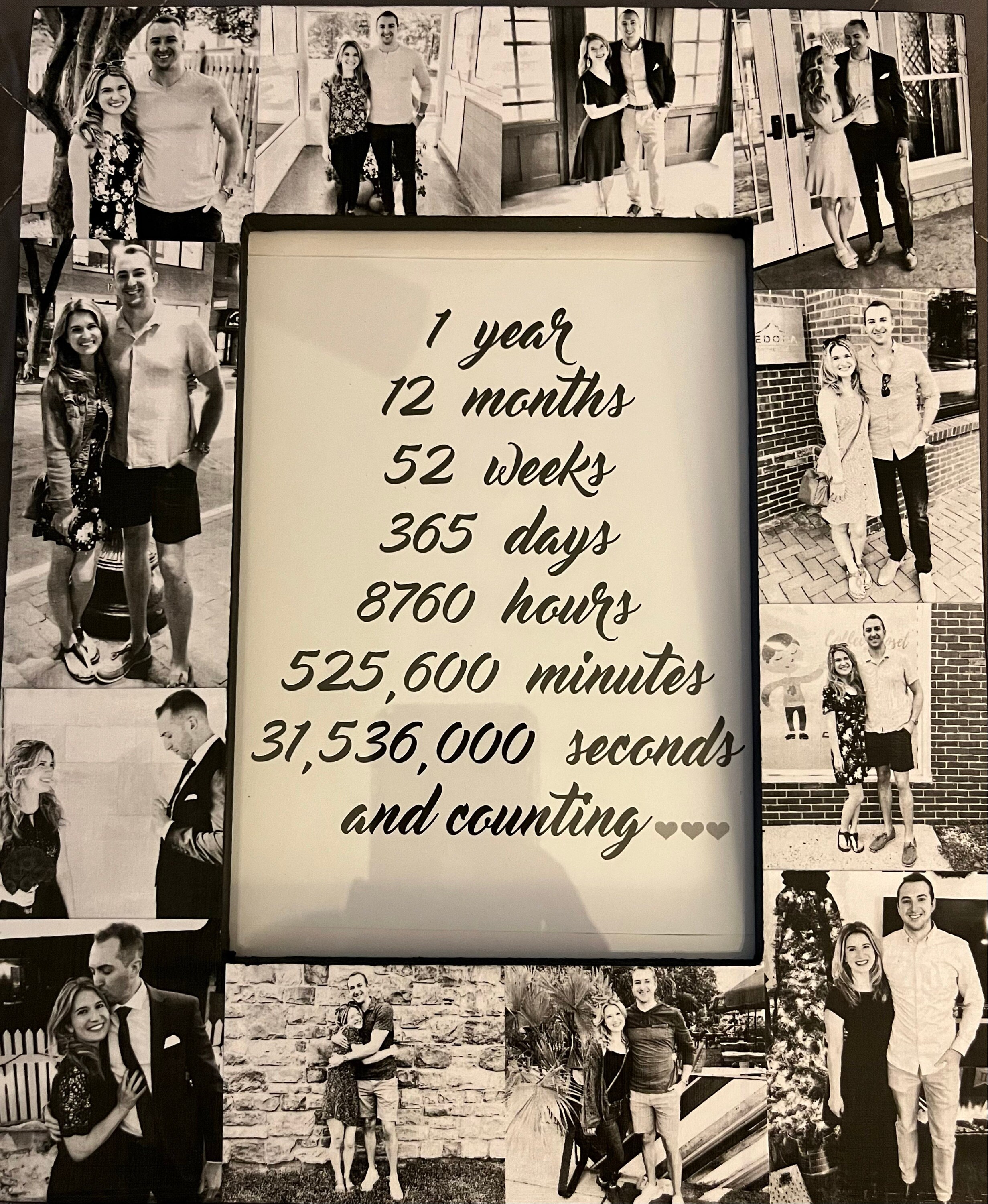 Anniversary Custom Picture Frame 1 Year 12 Months 52 Weeks 365 Days Minutes Seconds And Counting Anniversary Custom Picture Frame 1 Year 12 Months 52 Weeks 365 Days Minutes Seconds And Counting
