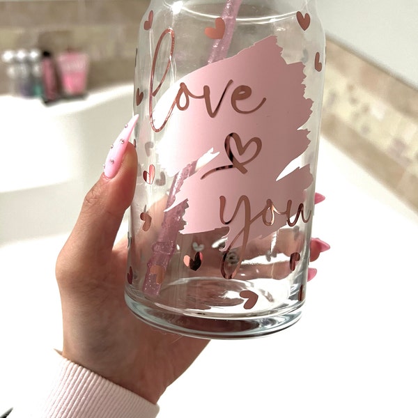 Love You • 16oz Glass Can Cutfile, Svg Dxf Png Files Digital Download ...