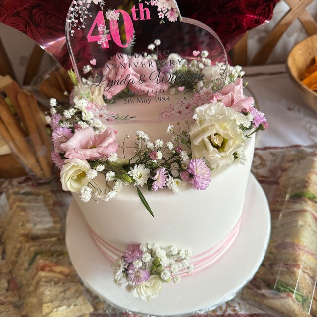 Forever & Always Topper Per Torta Nuziale Glitterato Double Face 400 G/m² - Dark Silver Con Spiedini In Legno