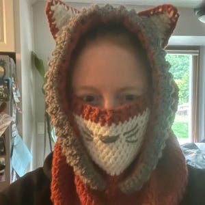 Fox Hooded Cowl CROCHET PATTERN Fox Snood Crochet Pattern, Animal