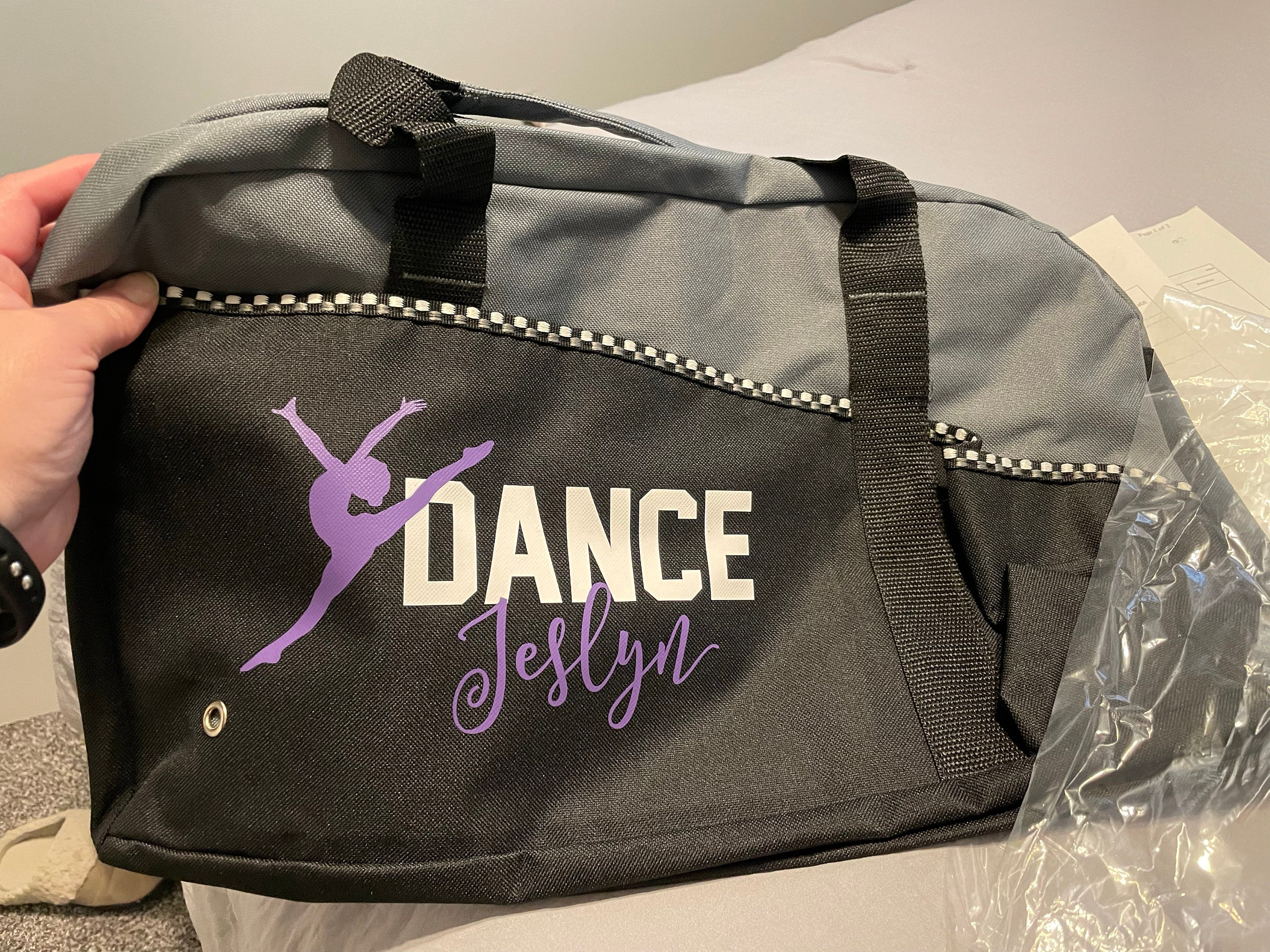 Personalized Dance Bag, Dance Bag, Custom Duffle Bag, Gray Duffle Bag, Black Duffle Bag, Dancer Gift, Sports Bag, Dancer Coach Gift