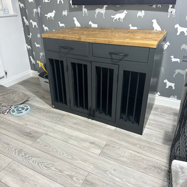 View of Wooden Handmade Dog Crates With Drawers or Storage - Etsy UK