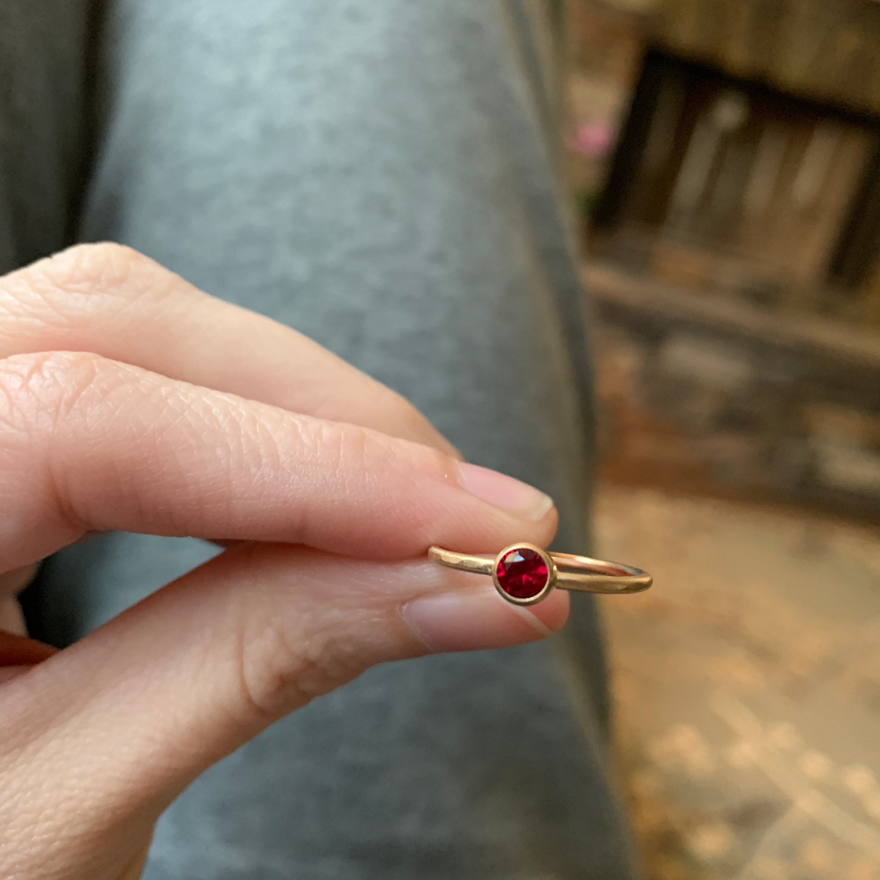 Garnet Ring • January Birthstone - Gold, Silver or Rose Gold - Dainty Gemstone Ring - Gift for Mom Her Friend Sister - Baby Shower Birthday