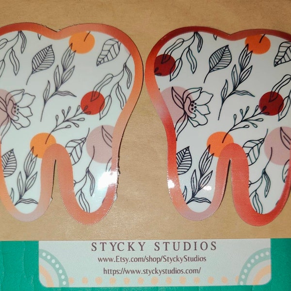 Floral Teeth Dental Sticker|waterproof| Journals, Water Bottle | Dental ...