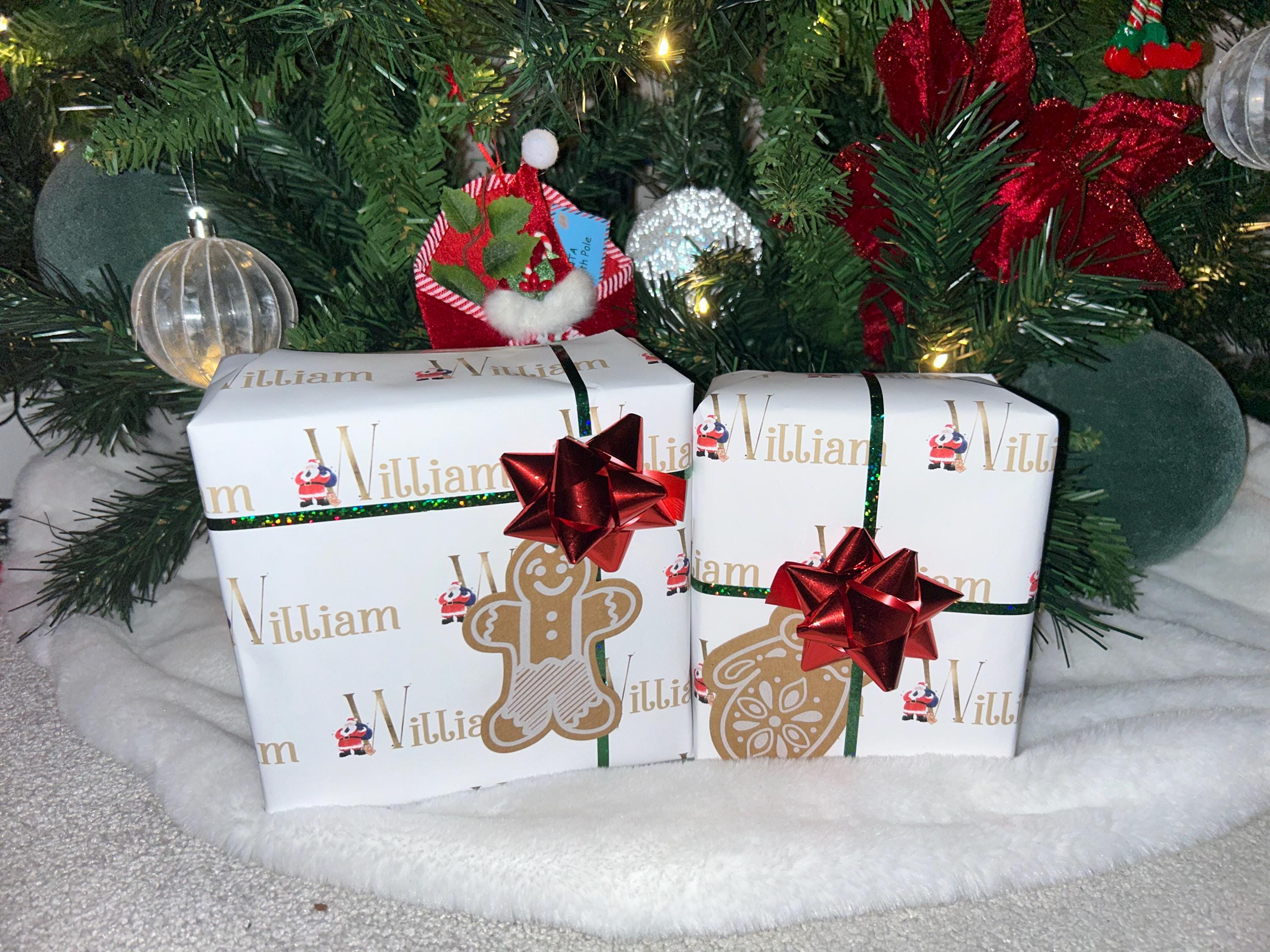 Christmas initial with santa wrapping paper Gift ROLLS Personalised A3 eco friendly thick quality gift wrap christmas Customised family