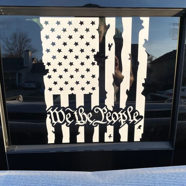 We The People Distressed American Flag Decal - 2 Pack Vinyl Sticker For Trucks, Cars & Windows - View #6