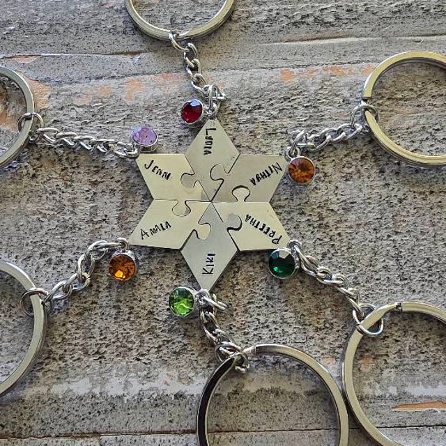 Star Puzzle Hand Stamp, Set of 5, Set of 6, Group Puzzle Piece