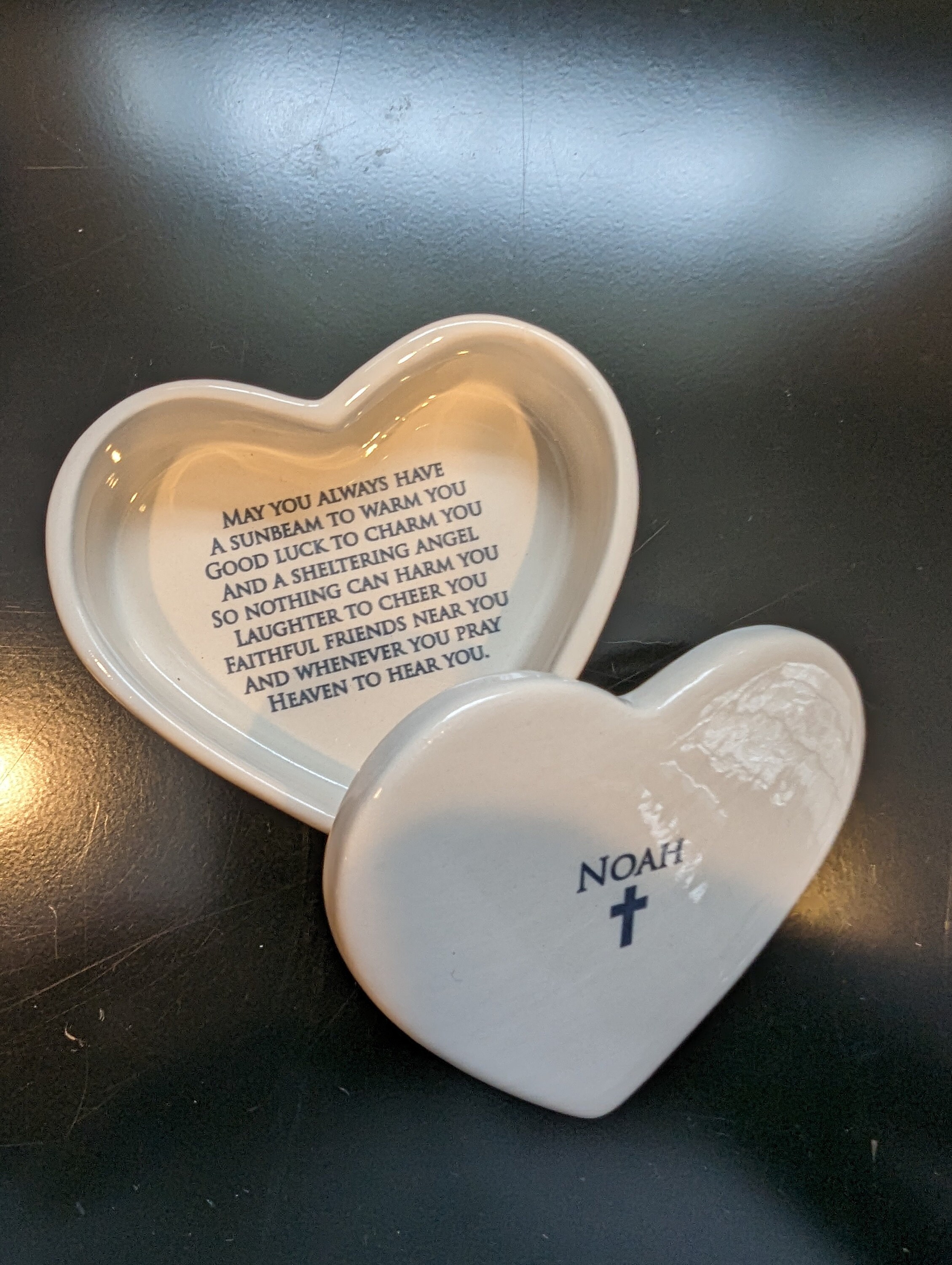 Personalized Baptism Gift, First Communion Gift, Confirmation Gift, Godchild Gift, Goddaughter Gift -With Irish Blessing -Heart Keepsake Box