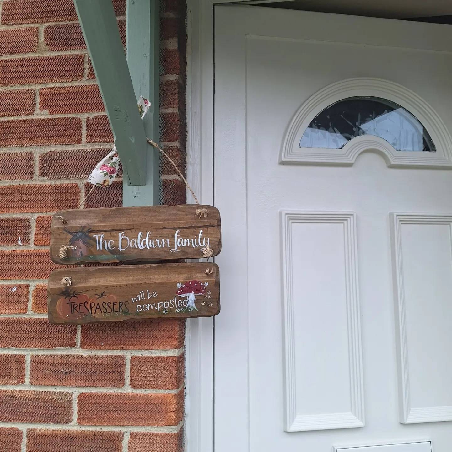 Custom Grandad&#39;s garden plaque. Unique birthday, anniversary & memorial gift. Trespassers will be composted sign. Handpainted custom sign