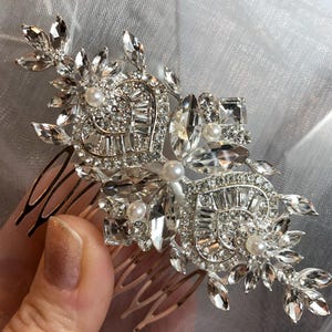 Pettine per Capelli da Sposa Fiore Lato Fermagli per Capelli Strass Perla Fascia Floreale Strumenti per Capelli Accessori per Matrimoni Sposa Damigella d'onore, Verde