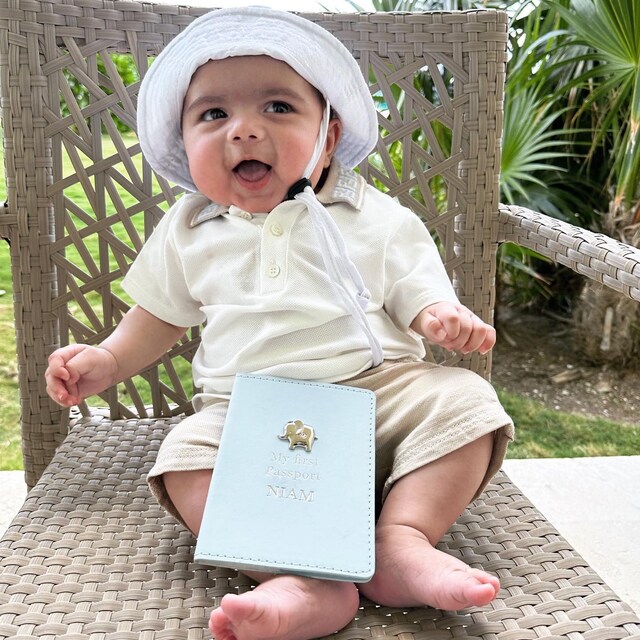 Personalised Debossed Baby Boy Passport Cover and Luggage Tag