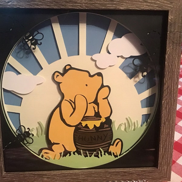 Shadow Box SVG, Classic Pooh SVG, Winnie-the-pooh, 3D SVG, Cricut